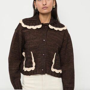 Loeffler Randall Lo Brown / Cream Cardigan, Small, NWOT